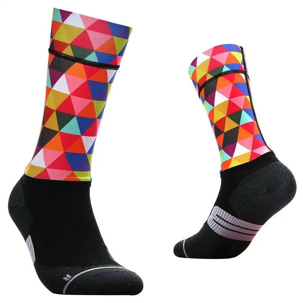 Mountain Biking Socks - Canlı Geometrik Bisiklet Çorapları - Erkekler