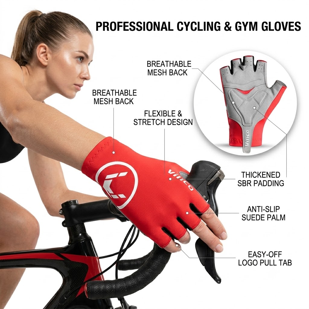 Mountain Biking For Fitness - Erkek Kadın Yarım Parmak Bisiklet Eldivenleri